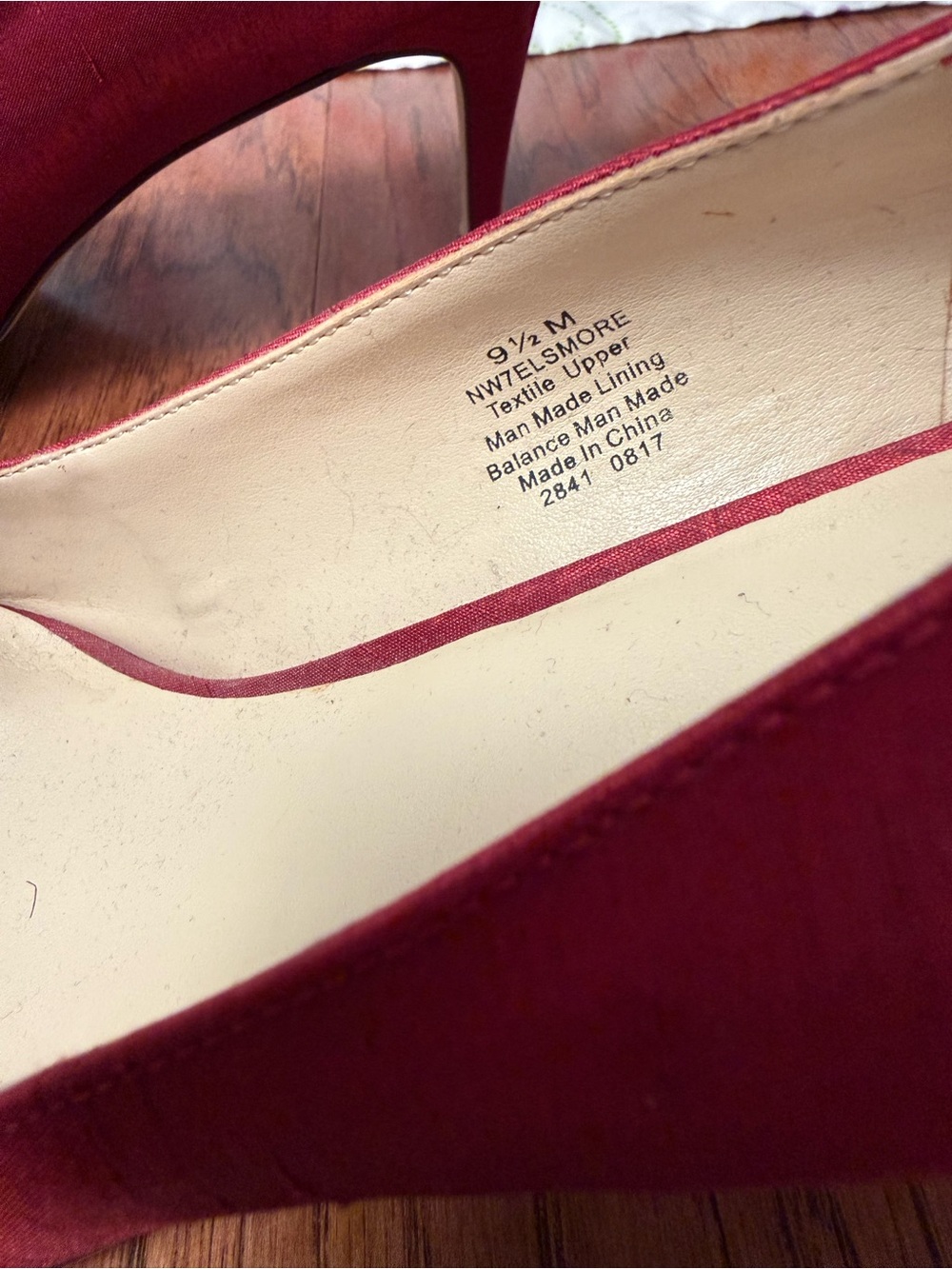 Nine West Burgundy Pointed-Toe Satin Pumps - Picture 3 of 6